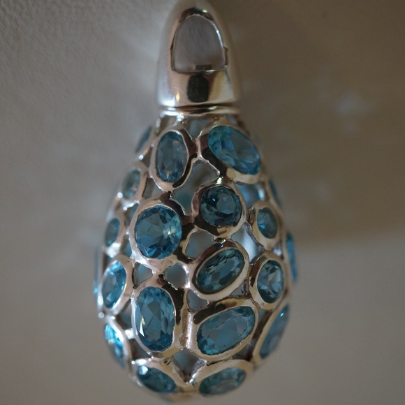 .925 Sterling Silver & Genuine Blue Topaz Pendant - Picture 2 of 6